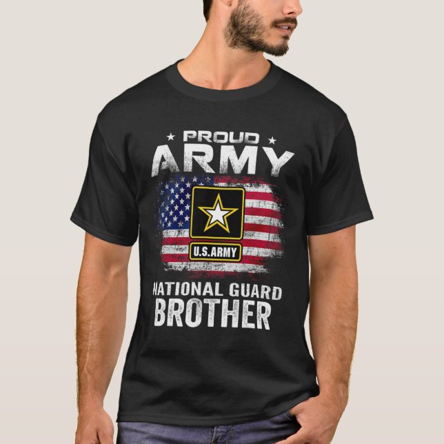 Proud Army National Guard Brother With American Fl T-Shirt (Vorderseite)