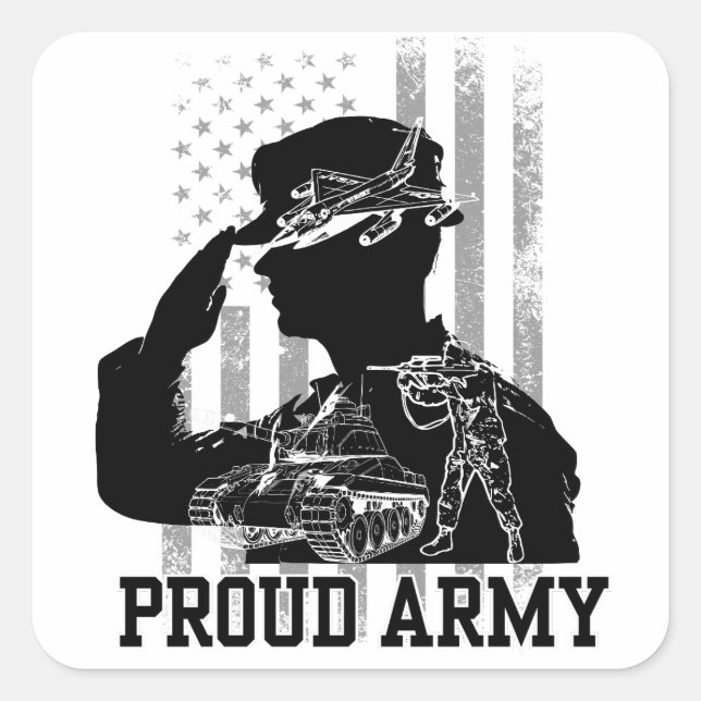 Proud Army Quadratischer Aufkleber (Vorderseite)