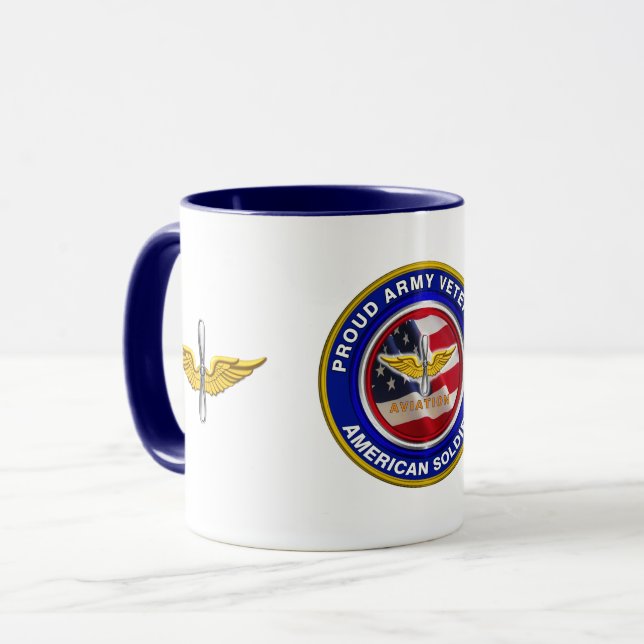 Proud Army Veteran Aviation Soldat Tasse (Vorderseite Links)
