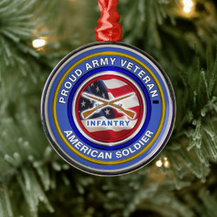 Proud Army Veteran Infanterie Weihnachten Ornament Aus Metall