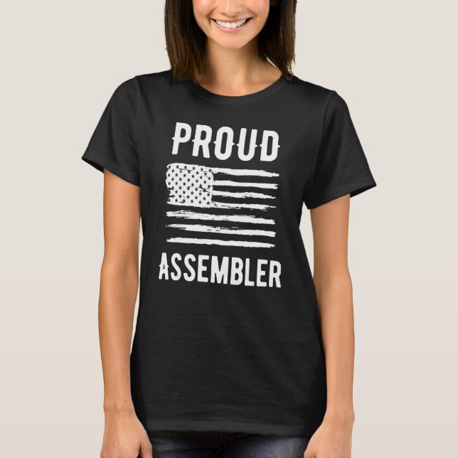 Proud Assembler Professionelle American Flag T-Shirt (Vorderseite)