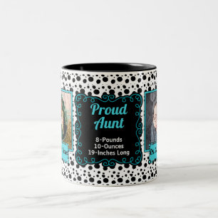 Proud Aunt Dalmatian Print Black and White Foto Zweifarbige Tasse