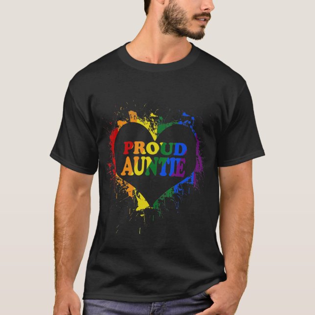 Proud Auntie LGBT Stolz Regenbogen Herd Flag - Mot T-Shirt (Vorderseite)