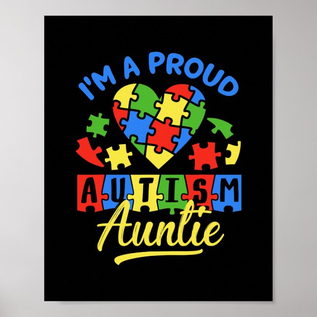 Proud Autism Auntie Awareness Aunt Autistic Niece Poster (Vorne)