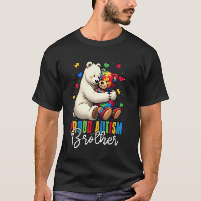 Proud Autism Brother Bären Autismus Bewusstsein So T-Shirt (Vorderseite)