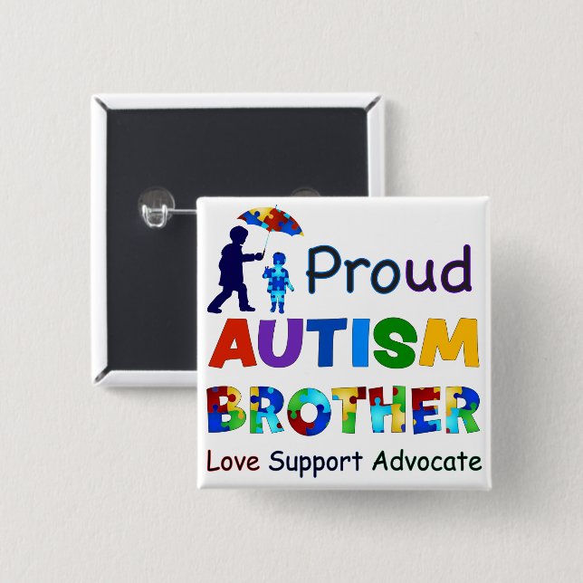Proud Autism Brother Button (Vorne & Hinten)