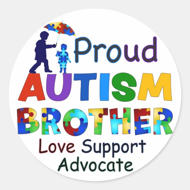 Proud Autism Brother Runder Aufkleber (Vorderseite)
