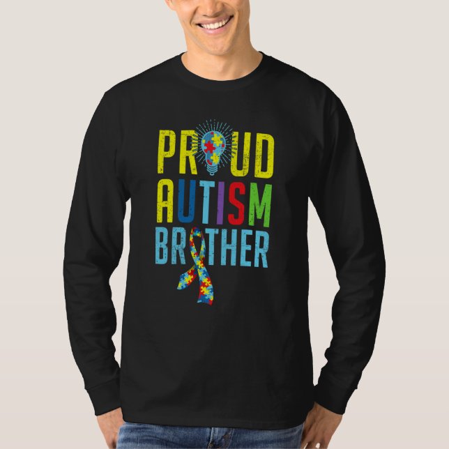 Proud Autism Brother Sibling Autism Awareness Day T-Shirt (Vorderseite)