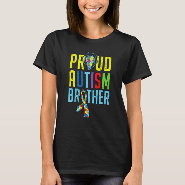 Proud Autism Brother Sibling Autism Awareness Day T-Shirt (Vorderseite)