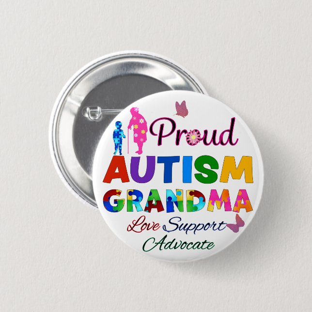 Proud Autism Grandma Button (Vorne & Hinten)