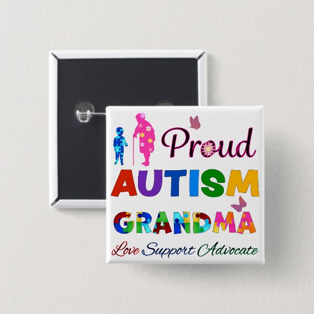 Proud Autism Grandma Button (Vorne & Hinten)