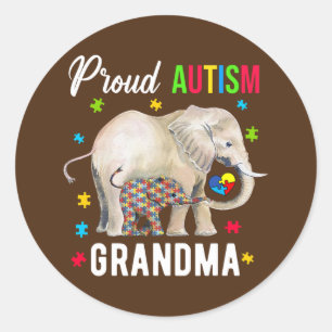 Proud Autism Grandma Funny Autism Awareness Daddy Runder Aufkleber