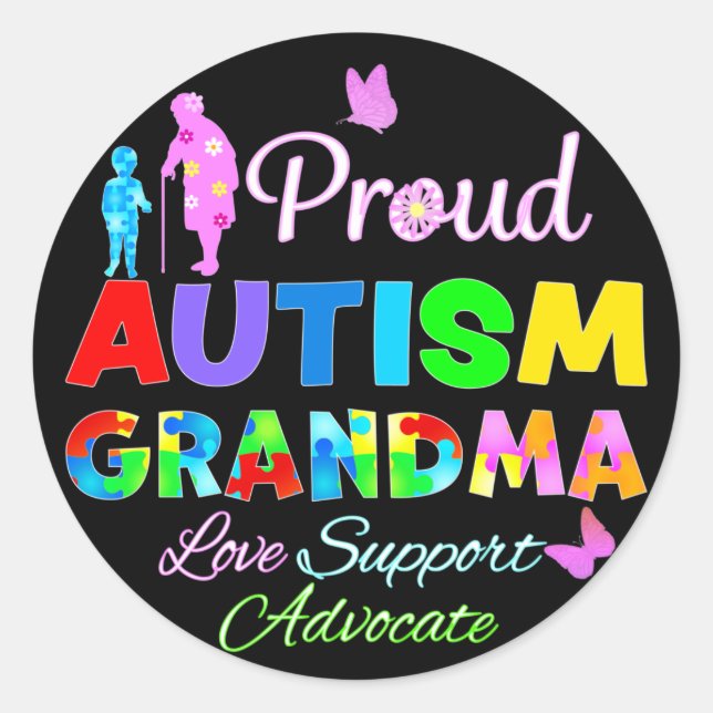 Proud Autism Grandma Runder Aufkleber (Vorderseite)