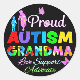 Proud Autism Grandma Runder Aufkleber