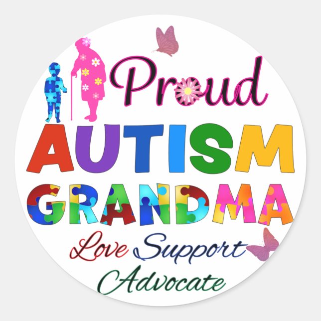 Proud Autism Grandma Runder Aufkleber (Vorderseite)