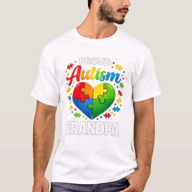 Proud Autism Grandpa Autism Awareness Grandfather  T-Shirt (Vorderseite)