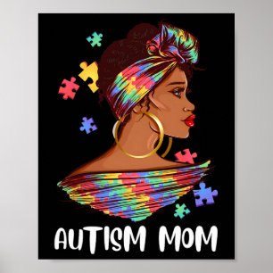 Proud Autism Mama Afro Puzzle Awareness Geschenk Poster