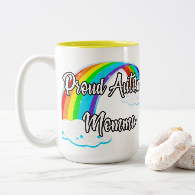 Proud Autism Mama Zweifarbige Tasse (Mit Donut)