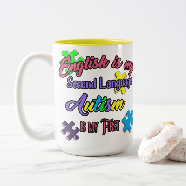 Proud Autism Mama Zweifarbige Tasse (Mit Donut)