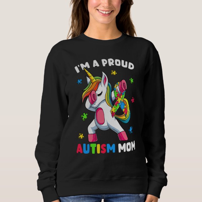 Proud Autism Mom Dab Dance Women's Dabbing Unicorn Sweatshirt (Vorderseite)
