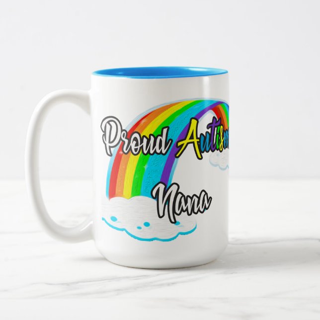 Proud Autism Nana Pastel Puzzles Zweifarbige Tasse (Links)