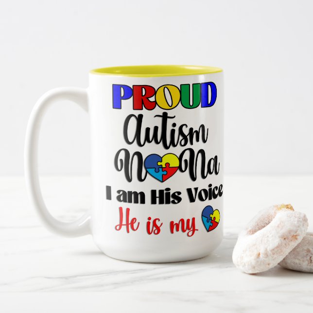Proud Autism Nana Zweifarbige Tasse (Mit Donut)