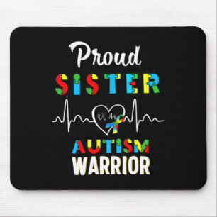 Proud Autism Sister Autism Awareness Warrior Match Mousepad