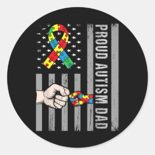 Proud Autism Vater American Flag Autiseness Da Runder Aufkleber