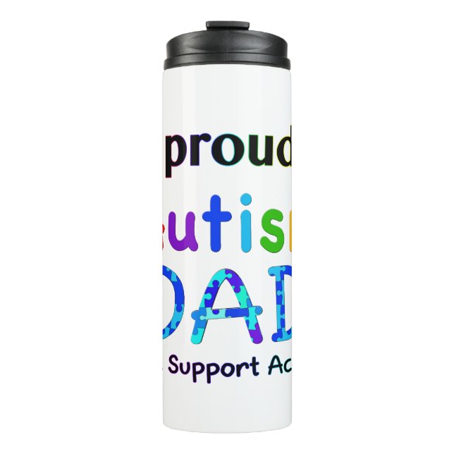 Proud Autism Vater Thermosbecher (Vorderseite)