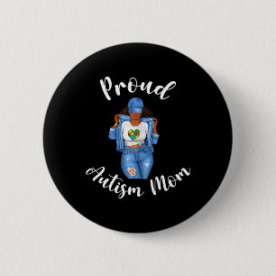 Proud Autismus Mama Afrikanische Amerikanische Sch Button