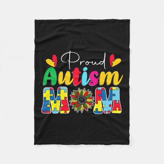 Proud Autismus Mama Bewusstsein Sonnenblume Fleecedecke (Vorderseite)