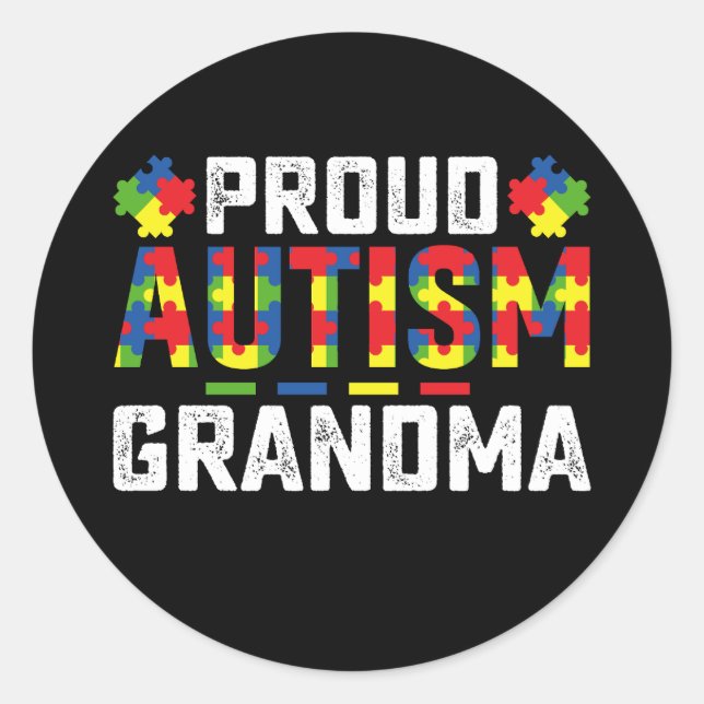 Proud Autismus Oma Awareness Autistic Familie Runder Aufkleber (Vorderseite)