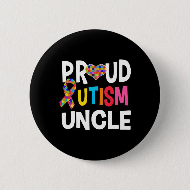 Proud Autismus Onkel Autismus Bewusstsein Autistis Button (Vorderseite)