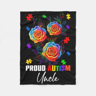 Proud Autismus Onkel Rose Blume und Puzzles Autism Fleecedecke