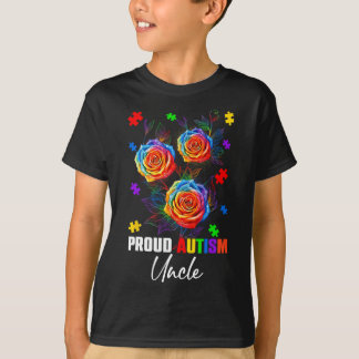 Proud Autismus Onkel Rose Blume und Puzzles Autism T-Shirt