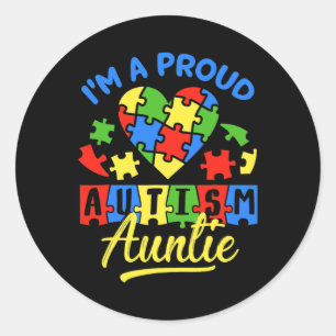 Proud Autismus Tante Awareness Aunt Tante Autistic Runder Aufkleber