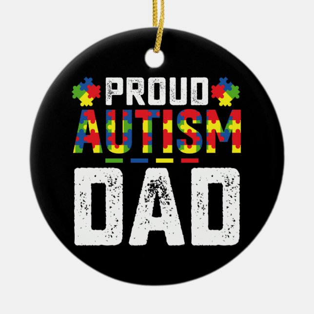 Proud Autismus Vater Awareness Autistic Family Keramik Ornament (Vorne)