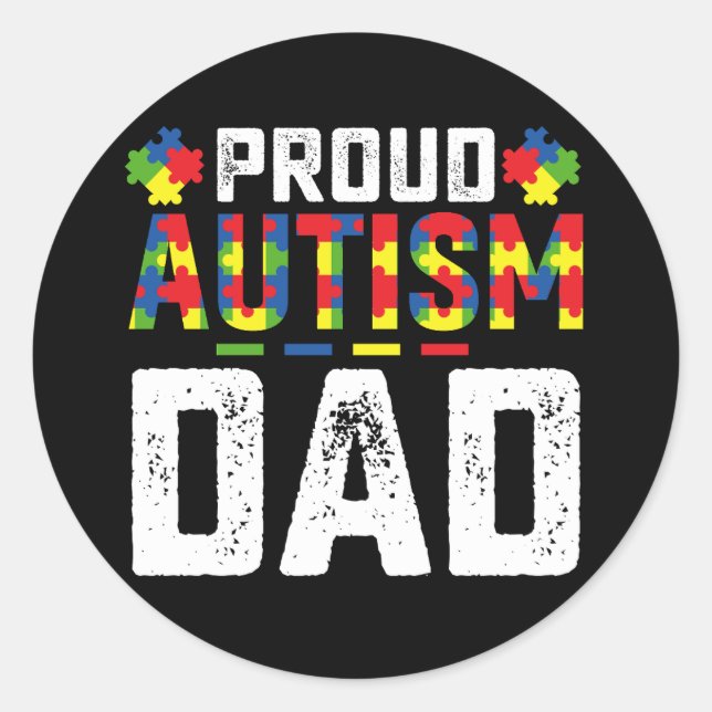 Proud Autismus Vater Awareness Autistic Family Runder Aufkleber (Vorderseite)