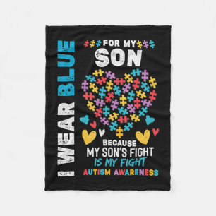 Proud Autistic Dad, I Wear Blue for my Son Autism  Fleecedecke