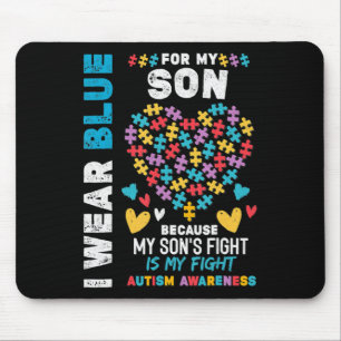 Proud Autistic Dad, I Wear Blue for my Son Autism Mousepad