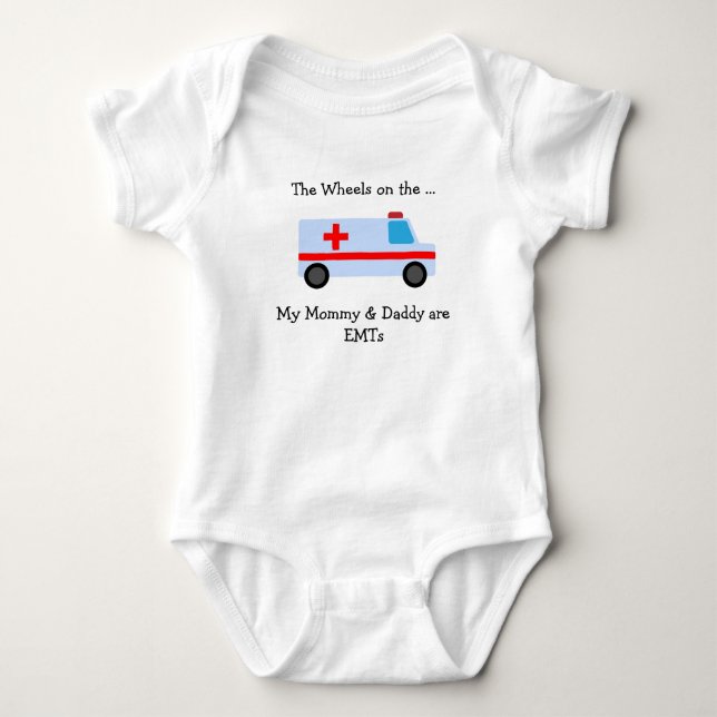 Proud Baby Eltern sind EMTs Wheels auf der Strampler (Vorderseite)