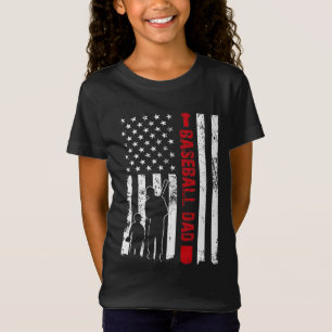 Proud Baseball Vater American Flag Sports T-Shirt
