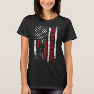 Proud Baseball Vater American Flag Sports T-Shirt