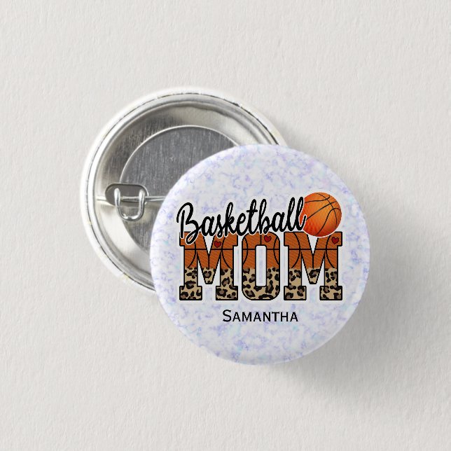 Proud Basketball Mama - Court Side Champion Button (Vorne & Hinten)