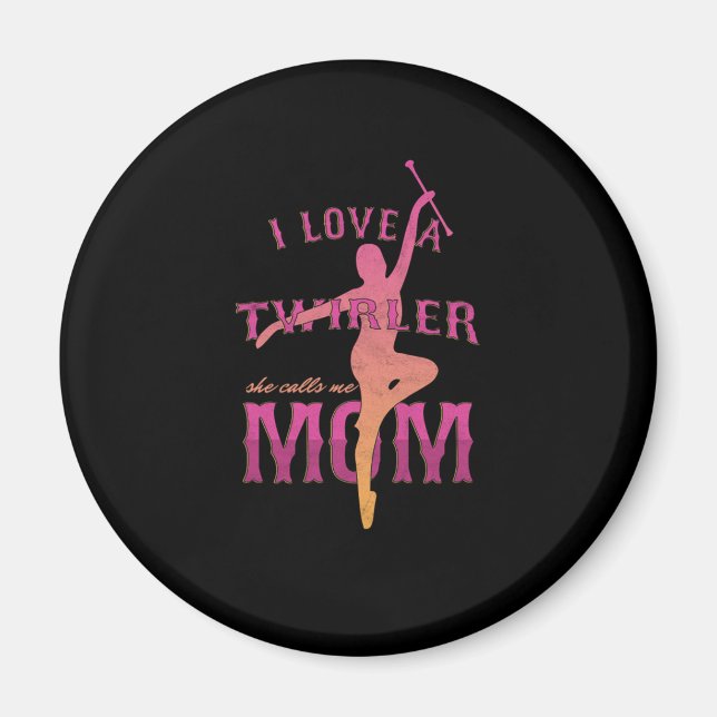 Proud Baton Twirler Mama Majorette Mutter I Liebe  Magnet (Vorne)