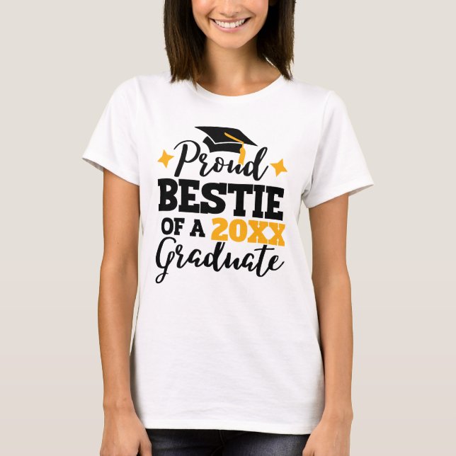 Proud Bestie eines 2022-Absolventen schwarzen Gold T-Shirt (Vorderseite)