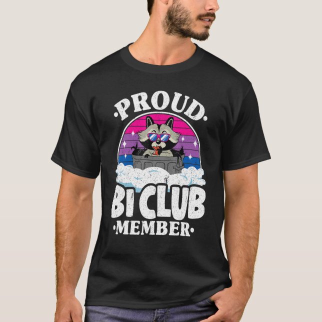 Proud Bi Club Mitglied Raccoon Bisexuelle Flagge R T-Shirt (Vorderseite)