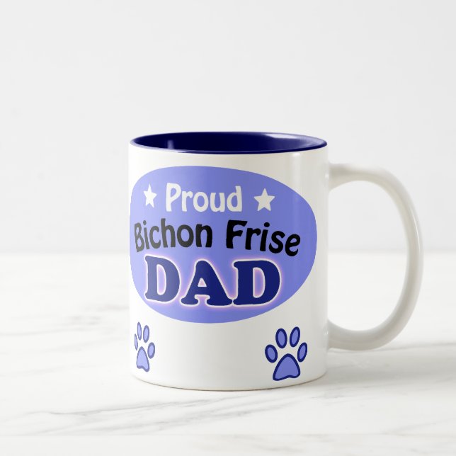 Proud Bichon Frise Dad Zweifarbige Tasse (Rechts)