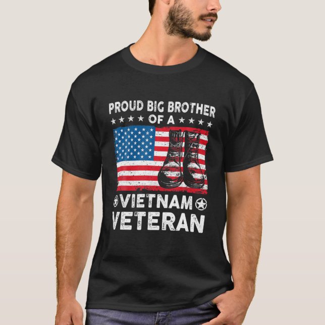 Proud Big Brother Vietnam Veteran USA Flag Vete T-Shirt (Vorderseite)