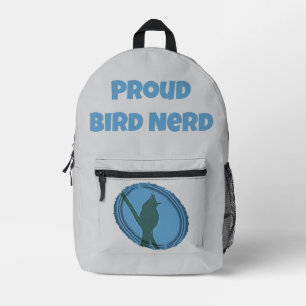 Proud Bird Nerd Blue Gray Silhouette Vogelbeobacht Bedruckter Rucksack
